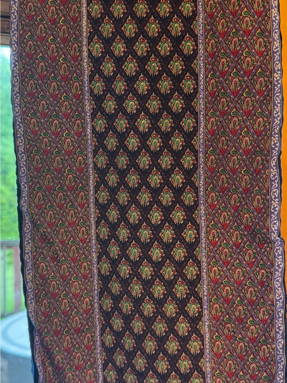 Amanda Smith Navy Blue and Multicolor Patterned Wrap Scarf